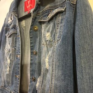 GUESS Blue Denim Jacket with Red Logo